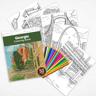 50 Georgia Printable Coloring Books For Kids And Adults (INSTANT DOWNLOAD)