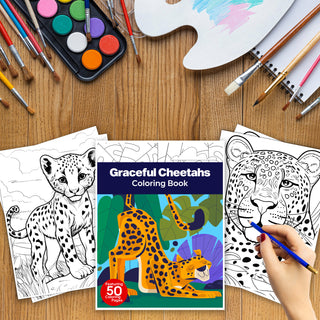 50 Graceful Cheetah Printable Coloring Pages For Kids & Adults (INSTANT DOWNLOAD)