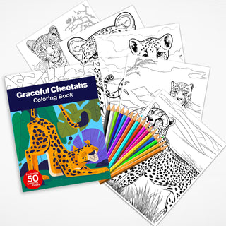 50 Graceful Cheetah Printable Coloring Pages For Kids & Adults (INSTANT DOWNLOAD)