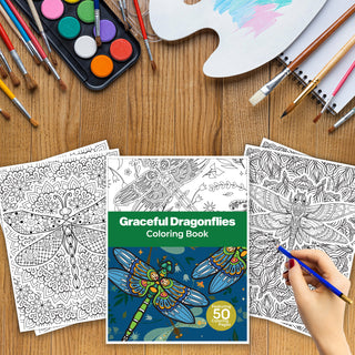 50 Graceful Dragonflies Printable Coloring Pages For Kids & Adults (INSTANT DOWNLOAD)