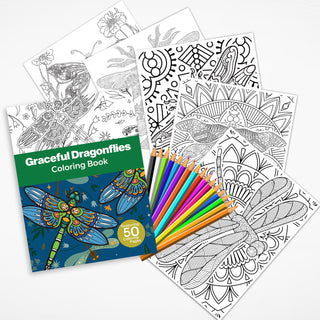 50 Graceful Dragonflies Printable Coloring Pages For Kids & Adults (INSTANT DOWNLOAD)