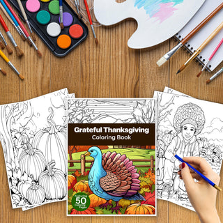 50 Grateful Thanksgiving Printable Coloring Pages For Kids & Adults (INSTANT DOWNLOAD)