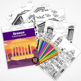 50 Beautiful Greece Printable Coloring Pages For Kids & Adults (INSTANT DOWNLOAD)