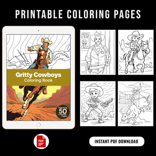 50 Cowboy Printable Coloring Pages For Kids & Adults (INSTANT DOWNLOAD)