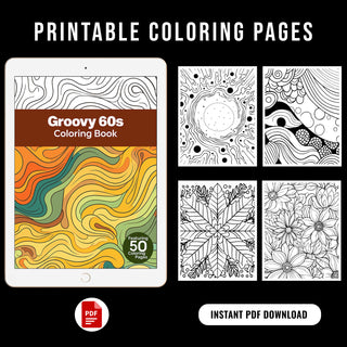 50 Groovy 60s Printable Coloring Pages For Kids & Adults (INSTANT DOWNLOAD)