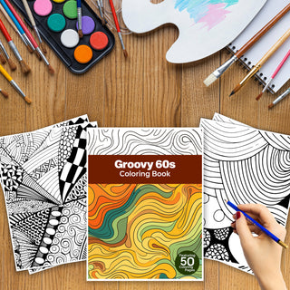 50 Groovy 60s Printable Coloring Pages For Kids & Adults (INSTANT DOWNLOAD)