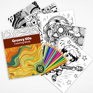 50 Groovy 60s Printable Coloring Pages For Kids & Adults (INSTANT DOWNLOAD)