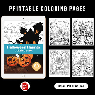 50 Halloween Haunt Printable Coloring Pages For Kids & Adults (INSTANT DOWNLOAD)