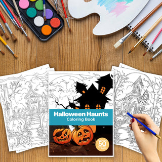 50 Halloween Haunt Printable Coloring Pages For Kids & Adults (INSTANT DOWNLOAD)