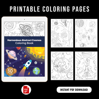 50 Harmonious Abstract Cosmos Printable Coloring Pages For Kids And Adults (INSTANT DOWNLOAD)