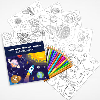 50 Harmonious Abstract Cosmos Printable Coloring Pages For Kids And Adults (INSTANT DOWNLOAD)