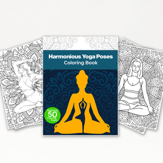 50 Harmonious Yoga Pose Printable Coloring Pages For Kids & Adults (INSTANT DOWNLOAD)