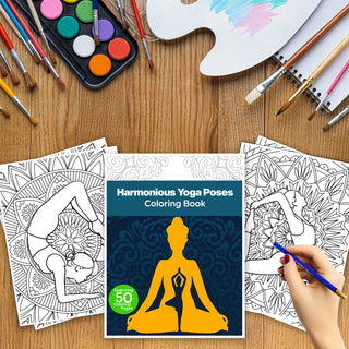 50 Harmonious Yoga Pose Printable Coloring Pages For Kids & Adults (INSTANT DOWNLOAD)