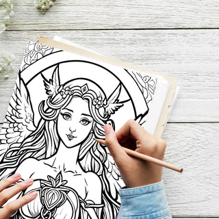 50 Heavenly Angels Printable Coloring Pages For Kids & Adults (INSTANT DOWNLOAD)