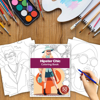 50 Hipster Chic Printable Coloring Pages For Kids & Adults (INSTANT DOWNLOAD)