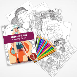 50 Hipster Chic Printable Coloring Pages For Kids & Adults (INSTANT DOWNLOAD)