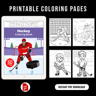 50 Action-Packed Hockey Printable Coloring Pages For Kids & Adults (INSTANT DOWNLOAD)