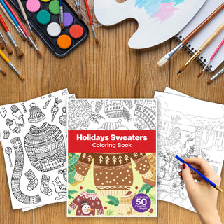 50 Holiday Sweater Printable Coloring Pages For Kids & Adults (INSTANT DOWNLOAD)