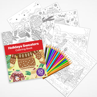 50 Holiday Sweater Printable Coloring Pages For Kids & Adults (INSTANT DOWNLOAD)