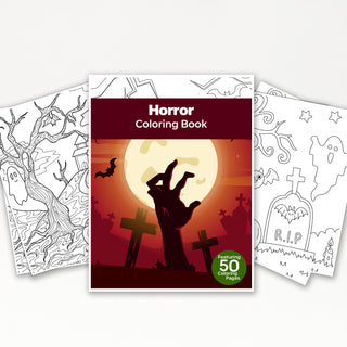 50 Spine-Chilling Horror Printable Coloring Pages For Kids & Adults (INSTANT DOWNLOAD)