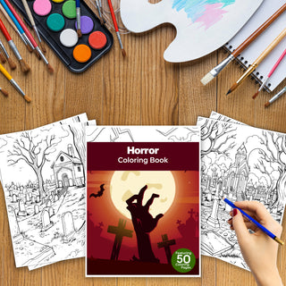 50 Spine-Chilling Horror Printable Coloring Pages For Kids & Adults (INSTANT DOWNLOAD)