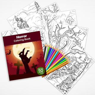 50 Spine-Chilling Horror Printable Coloring Pages For Kids & Adults (INSTANT DOWNLOAD)