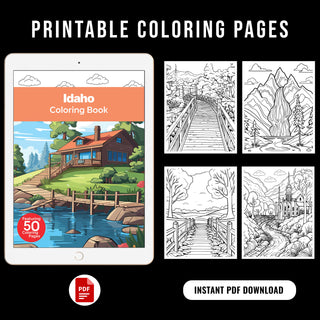 50 Vibrant Idaho Printable Coloring Pages For Kids & Adults (INSTANT DOWNLOAD)