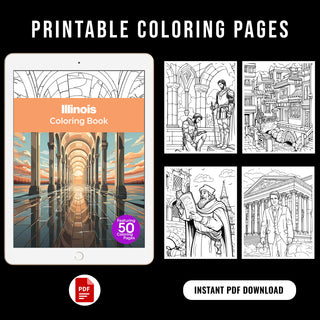 50 Vibrant Illinois Printable Coloring Pages For Kids & Adults (INSTANT DOWNLOAD)