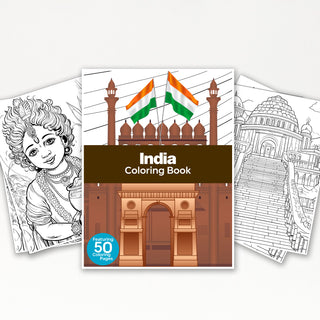 50 Classical Indian Printable Coloring Pages For Kids & Adults (INSTANT DOWNLOAD)