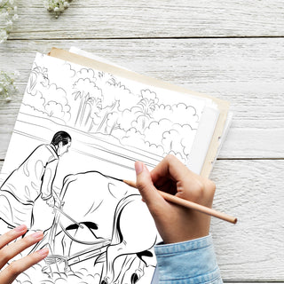 50 Classical Indian Printable Coloring Pages For Kids & Adults (INSTANT DOWNLOAD)