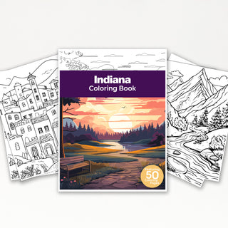 50 Vibrant Indiana Printable Coloring Pages For Kids & Adults (INSTANT DOWNLOAD)