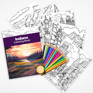 50 Vibrant Indiana Printable Coloring Pages For Kids & Adults (INSTANT DOWNLOAD)