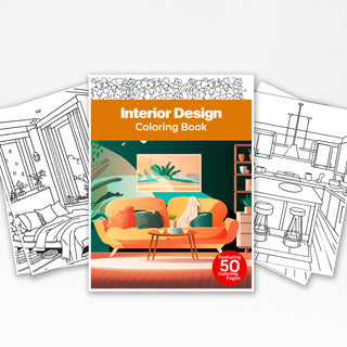 50 Stylish Interior Design Printable Coloring Pages For Kids & Adults (INSTANT DOWNLOAD)