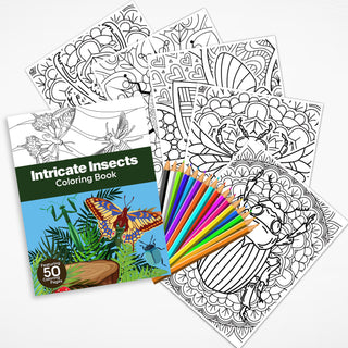 50 Intricate Insect Printable Coloring Pages For Kids & Adults (INSTANT DOWNLOAD)