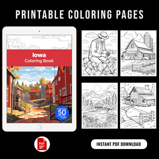 50 Vibrant Iowa Printable Coloring Pages For Kids & Adults (INSTANT DOWNLOAD)