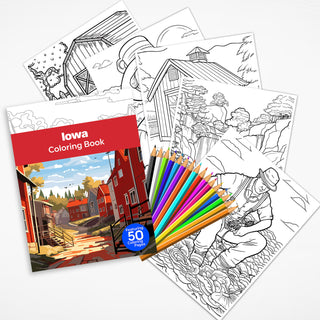 50 Vibrant Iowa Printable Coloring Pages For Kids & Adults (INSTANT DOWNLOAD)