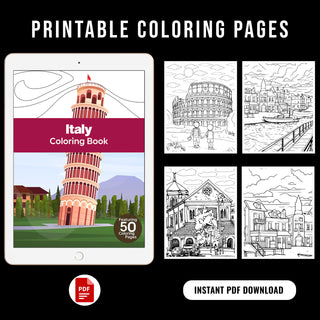 50 Beautiful Italy Printable Coloring Pages For Kids & Adults (INSTANT DOWNLOAD)