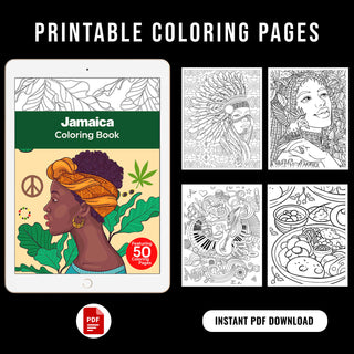 50 Decent Jamaica Printable Coloring Pages For Kids & Adults (INSTANT DOWNLOAD)