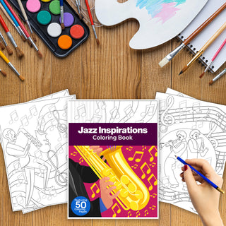 50 Jazz Inspirations Printable Coloring Pages For Kids & Adults (INSTANT DOWNLOAD)