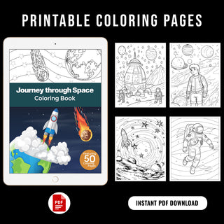 50 Journey Through Space Printable Coloring Pages For Kids & Adults (INSTANT DOWNLOAD)