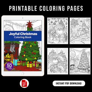 Joyful Christmas Printable Coloring Pages For Kids & Adults (INSTANT DOWNLOAD)