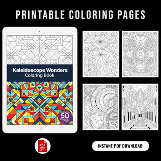 50 Kaleidoscope Wonder Printable Coloring Pages For Kids & Adults (INSTANT DOWNLOAD)