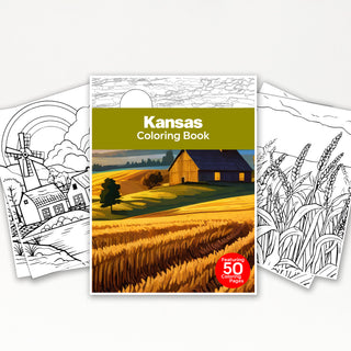 50 Vibrant Kansas Printable Coloring Pages For Kids & Adults (INSTANT DOWNLOAD)