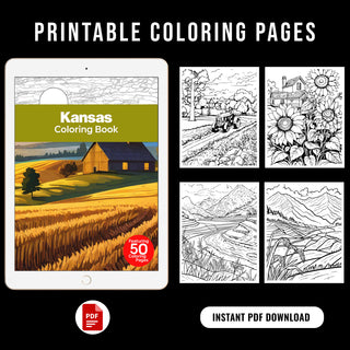 50 Vibrant Kansas Printable Coloring Pages For Kids & Adults (INSTANT DOWNLOAD)