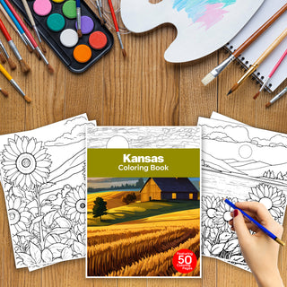 50 Vibrant Kansas Printable Coloring Pages For Kids & Adults (INSTANT DOWNLOAD)