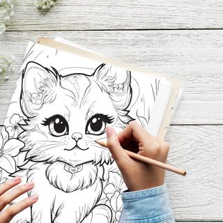 50 Kittens Galore Printable Coloring Pages For Kids & Adults (INSTANT DOWNLOAD)