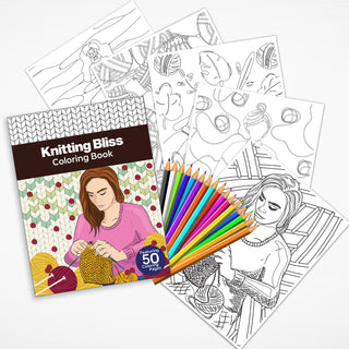 50 Knitting Bliss Printable Coloring Pages For Kids & Adults (INSTANT DOWNLOAD)