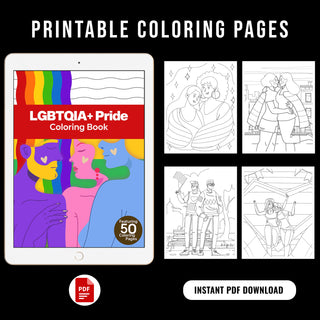 50 LGBTQIA + Pride Printable Coloring Pages For Kids & Adults (INSTANT DOWNLOAD)