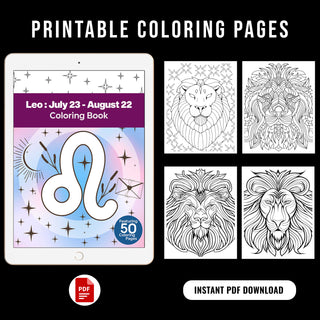 50 Amazing Leo Printable Coloring Pages For Kids & Adults (INSTANT DOWNLOAD)