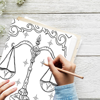 50 Best Libra Printable Coloring Pages For Kids & Adults (INSTANT DOWNLOAD)